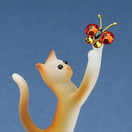 Glass Baron ~ Tabby Cat with Crystal Butterfly