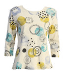 Jess & Jane Women's Magic Dots Oatmeal Cotton Tee Shirt Top - 2X, Oatmeal