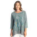 Jess & Jane Mineral Washed Tunic w/Georgette Contrast - M105 - Medium, Lina Teal