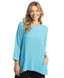 Jess & Jane Mineral Washed Gauze Tunic w/ Pockets - M103 (X-Large, Emerald Blue)