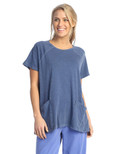 Jess & Jane Short-Sleeve Cotton Slub Weekend Top - WK3 | Medium, Cobalt
