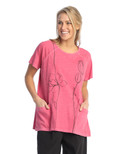 Jess & Jane Short-Sleeve Cotton Slub Weekend Top - WK3 | XX-Large, Marigold Fuschia