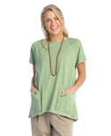 Jess & Jane Short-Sleeve Cotton Slub Weekend Top - WK3 | X-Large, Shale Green
