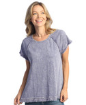 Jess & Jane Raglan Short-Sleeve Gauze Top - M115 - Medium, Vintage Blue