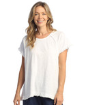 Jess & Jane Raglan Short-Sleeve Gauze Top - M115 - 1X, White