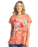 Jess & Jane Raglan Short-Sleeve Gauze Top - M115 | 1X, Bossa Nova Watermelon