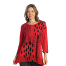 Jess & Jane Mineral Washed Tunic w/Georgette Contrast - M105 - Large, Mix Match Red
