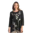 Jess & Jane Mineral Washed Tunic w/Georgette Contrast - M105 - Large, Verde Black