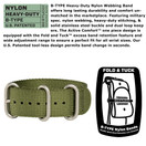 BERTUCCI A-2T Solar Classic Watch | Black Dial w/ Forest Nylon Band | Matte Finish | Solar Powered | 200 M Water Resistance