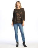 Jess & Jane Floral Print Layered Tunic Top | Large, Fairy Duet Chocolate