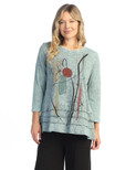 Jess & Jane Floral Print Layered Tunic Top  | 2X, Poem Teal