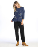 Jess & Jane Women's Mineral Washed French Terry Top | M51 (Small, Sketch Denim)