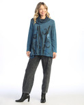 Jess & Jane Abstract Print Mineral Washed Jersey Knit Tunic | M74 (1X, Staccato Sapphire Blue)