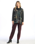 Jess & Jane Abstract Print Mineral Washed Jersey Knit Tunic | M74 (X-Large, Rhapsody Black)