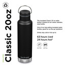 Klean Kanteen Insulated Classic 20oz (w/ Loop Cap) Black (Black)