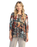 Jess & Jane Women's Sonata Tunic Top with Chiffon Hem - 3X, Lisa