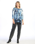 Jess & Jane Women's Sonata Tunic Top with Chiffon Hem - Medium, Mariposa
