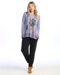 Jess & Jane Mineral Washed Tunic w/Georgette Contrast | M105 (Large, Field Notes Vintage Blue)