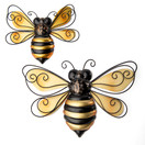Giftcraft Metal Bee Wall Decor Set of 2, Bee Metal Wall Decor, Bee Metal Wall Art, Wall Decor for Living Room, Bedroom, Bathroom, Farmhouse, Metal Home Decor Wall Sculpture