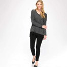Full Length Fleece Womens Leggings, Seamless Gray/Black Leggings for Women, Warm High Waisted Knit Leggings | Small-Medium, Black