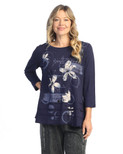 Jess & Jane Floral Print Layered Tunic Top | X-Large, Poppies Denim