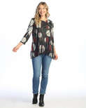 Jess & Jane Women's Sonata Tunic Top with Chiffon Hem - Small, Mocha
