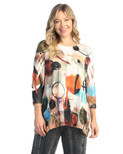Jess & Jane Women's Sonata Tunic Top with Chiffon Hem - 1X, Toscana