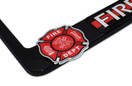 3D Firefighter Black Metal License Plate Frame