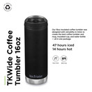 Klean Kanteen TKWide Insulated Coffee Tumbler with Café Cap | Stainless Steel Coffee Tumbler 16 Oz. Black