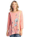 Jess & Jane Mineral Washed Tunic w/Georgette Contrast - M105 | Medium, Cherish Coral