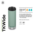 KLEAN KANTEEN TKWide Insulated Coffee Tumbler with Café Cap - Stainless Steel Coffee Tumbler - 16 Oz. Beryl Green 