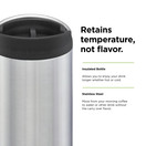 Klean Kanteen TKWide Insulated Coffee Tumbler with Café Cap - Stainless Steel Coffee Tumbler | 16 Oz, Brushed Stainless 
