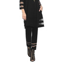 IC Collection Slim Pant w/Stripe Mesh Border - 2536P  | Large, Black