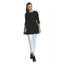 IC Collection Solid Soft Stretch Knit Tunic - 1484T | Small, Black