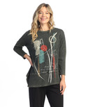 Jess & Jane Women's Mineral Washed Cotton Dolman Sleeve Cotton Tunic | 2X, Poem Forest