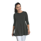 IC Collection Solid Soft Stretch Knit Tunic - 1484T | Large, Charcoal