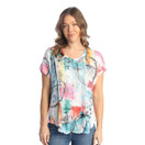 Jess & Jane Rayon Burnout Crushed Short Sleeve Top - RC7 | 3X, Miami