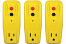 Tower Manufacturing 30439005 Auto-Reset 15 AMP Grounded 3-Prong GFCI Single Outlet Adapter, Yellow (Thrее Расk)