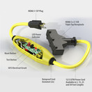 Tower Manufacturing 30438303-01 Auto-Reset 15 AMP Inline GFCI Triple Tap Cord, 50 Feet, Yellow