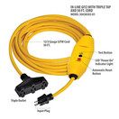 Tower Manufacturing 30438303-01 Auto-Reset 15 AMP Inline GFCI Triple Tap Cord, 50 Feet, Yellow | Auto-Reset, 50 Feet