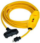 Tower Manufacturing 30438303-01 Auto-Reset 15 AMP Inline GFCI Triple Tap Cord, 50 Feet, Yellow | Auto-Reset, 50 Feet
