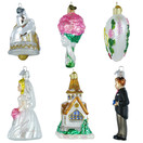 Wedding Collection Set of 6 Glass Old World Christmas Ornament 14011