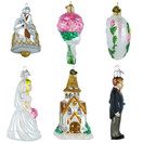 Wedding Collection Set of 6 Glass Old World Christmas Ornament 14011
