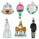 Wedding Collection Set of 6 Glass Old World Christmas Ornament 14011. 
