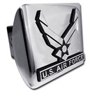 US Air Force Wings Chrome Metal Trailer Hitch Cover w/ Metal Logo