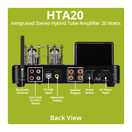 Dayton Audio HTA20 Integrated Stereo Hybrid Hi-Fi Vacuum Tube Class A/B Amplifier 20 Watts RMS w/ Subwoofer Output, Headphone Output, Bluetooth 5.0 and USB DAC