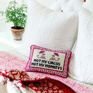 FURBISH Needlepoint Decorative Throw Pillow - Not My Circus Not My Monkeys, Small Embroidered Accent Pillow for Bed, Chair, Couch, Sofa, Handmade, Aesthetic Room Decor, 10" x 14"