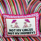 FURBISH Needlepoint Decorative Throw Pillow - Not My Circus Not My Monkeys, Small Embroidered Accent Pillow for Bed, Chair, Couch, Sofa, Handmade, Aesthetic Room Decor, 10" x 14"