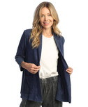 Jess & Jane Mineral Washed French Terry Kimono Jacket M95 (Large, Denim)