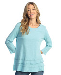 Jess & Jane Floral Print Layered Tunic Top | 3X, Seaglass